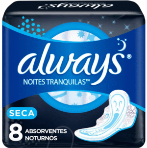 ABSORVENTE ALWAYS NOITE TRANQUILAS COM ABAS SECA 8 UNIDADES