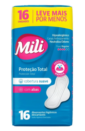 ABSORVENTE MILI PROTEÇAO TOTAL C ABAS SUAVE 16UN
