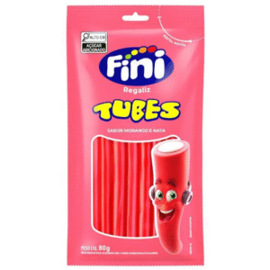 BALA FINI TUBINHOS DOCE MORANGO 80G