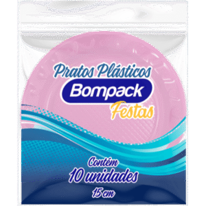 PRATO BOMPACK PREMIUM 15CM ROSA C/10