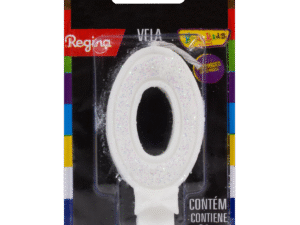 VELA GLITTER BRANCA NUMERO 0 REGINA