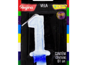 VELA GLITTER AZUL NUMERO 1 REGINA
