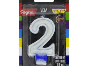 VELA GLITTER AZUL NUMERO 2 REGINA