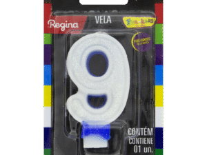 VELA GLITTER AZUL NUMERO 9 REGINA