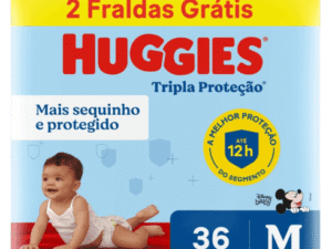 FRALDA HUGGIES TRIPLA PROTECAO M MEGUINHA GRATIS 2 FRALDAS -