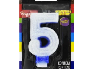 VELA GLITTER AZUL NUMERO 5 REGINA