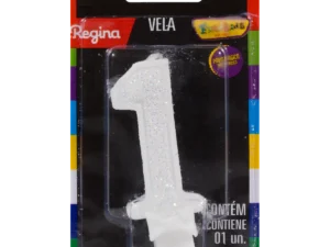 VELA GLITTER BRANCA NUMERO 1 REGINA